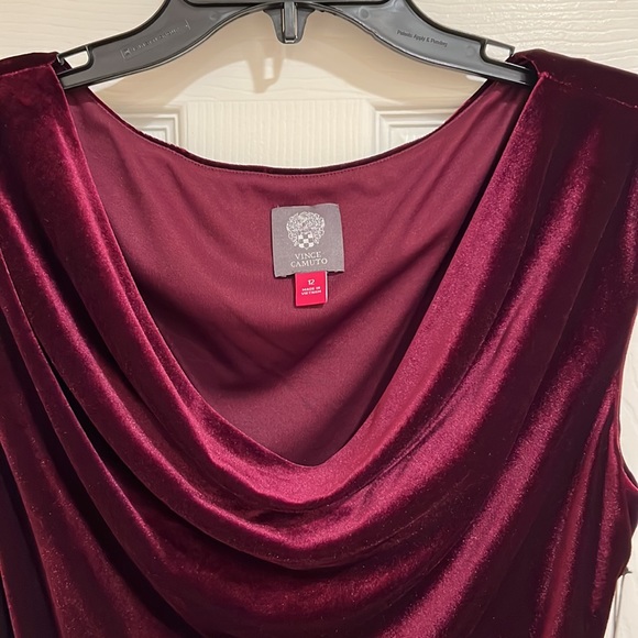 VINCE CAMUTO BURGANDY WINE VELVET DRESS - Picture 3 of 7